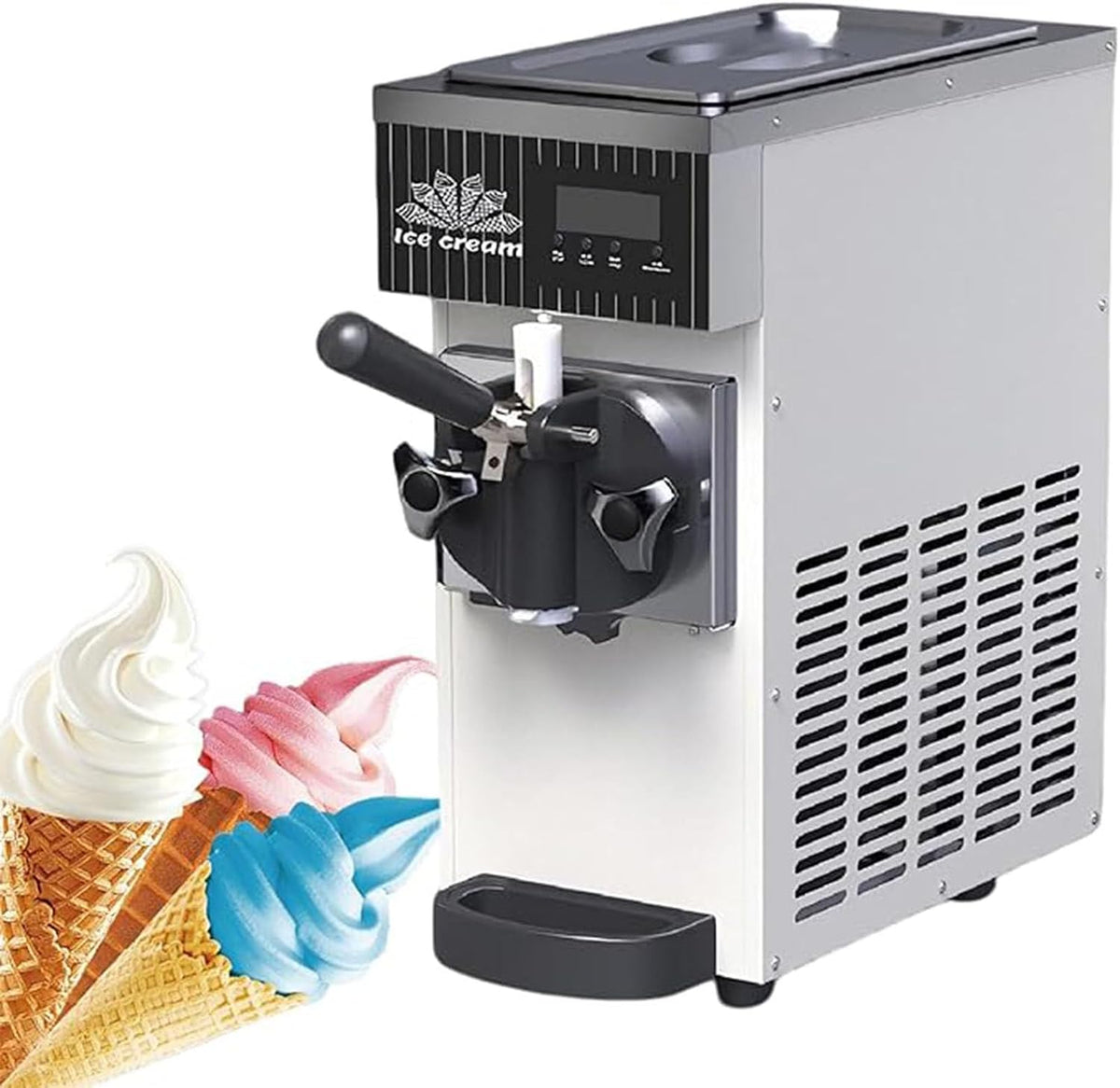 LJLYYDS sorbetière, 20 × 40 × 51 Cm, Acier Inoxydable, Noir, Machine à glace professionnelle, comptoir, machine à glace à l'italienne mono-parfum