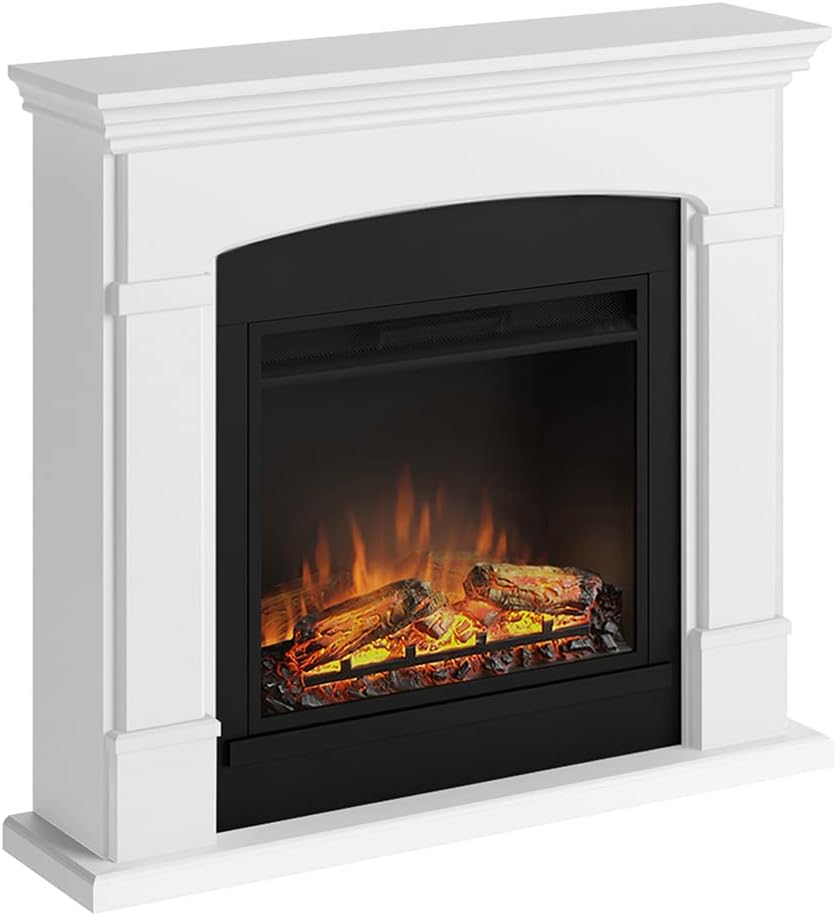 TAGU cheminée électrique, Blanc, Helmi avec PowerFlame, Chauffage et Thermostat, minuterie 7 Jours, Effet Flamme LED
