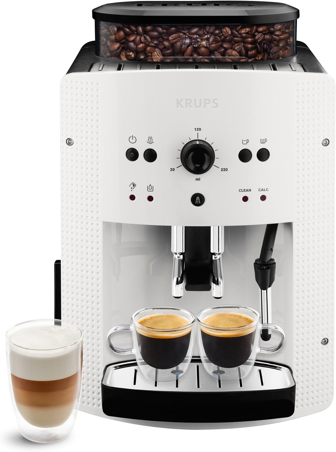 KRUPS machine à café, Blanc, - grain Automatique Essential Compacte - 15 bars