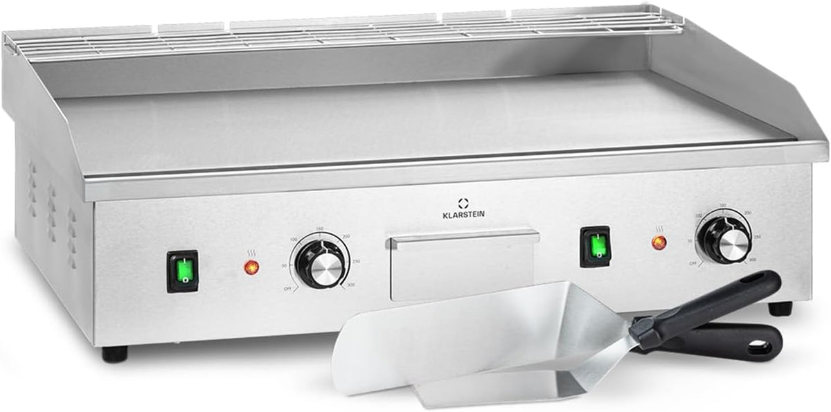 KLARSTEIN plancha, 200 W, Argenté, Barbecue Electrique de Table, Electrique Exterieur, Grill Electrique Antiadhésive Amovible