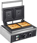 PurpleMinder gaufrier, 1500 W., Noir, Appareil à croque-monsieur professionnel 1500 W, 2 tranches, poignée refroidissante antiadhésive