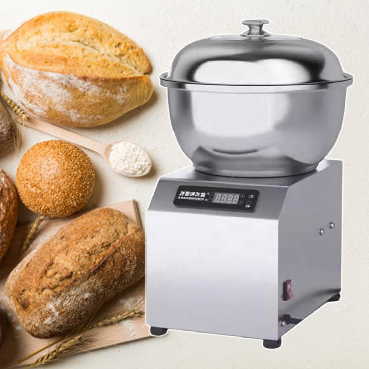 Pétrin blender, 1800 W, 110 V/220 V, 50 Hz/60 Hz, 5 kg, 8 kg, 220 V, Acier inoxydable, Acier inoxydable, Caoutchouc, Verre, Aluminium, Argent