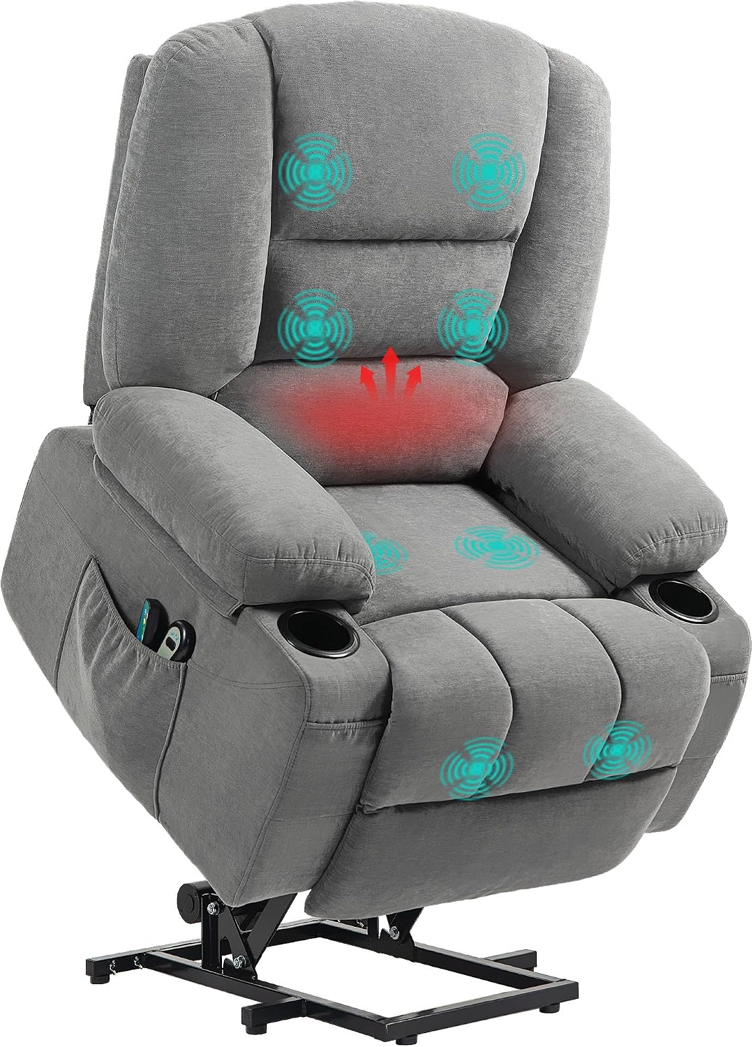 HOMCOM Fauteuils relaxants, 89 x 90 x 102 cm, Gris, Fauteuil Releveur Électrique Repose-Pied Foncé