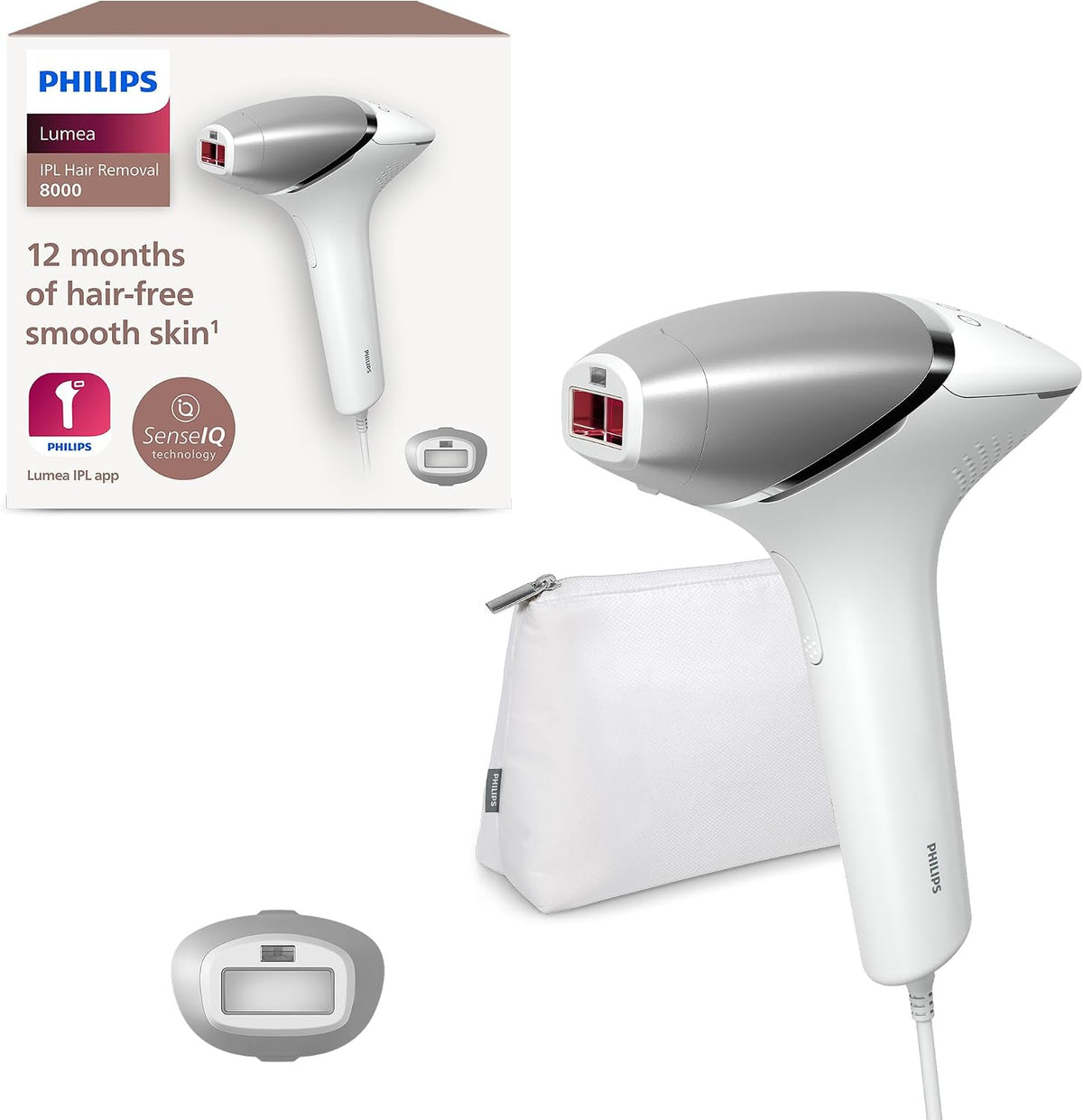 PHILIPS épilateur à lumière pulsée, 100-240 V., blanc., Lumea IPL Serie 8000 Prestige Dispositivo de Depilación IPL Con SenseIQ