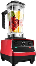 QREZ blender, Mélangeur de bureau en acier inoxydable, 2 L, 2000 W, 110 V-240 V; 50-60Hz, Argenté/Rouge, Mixeur Multifonctions