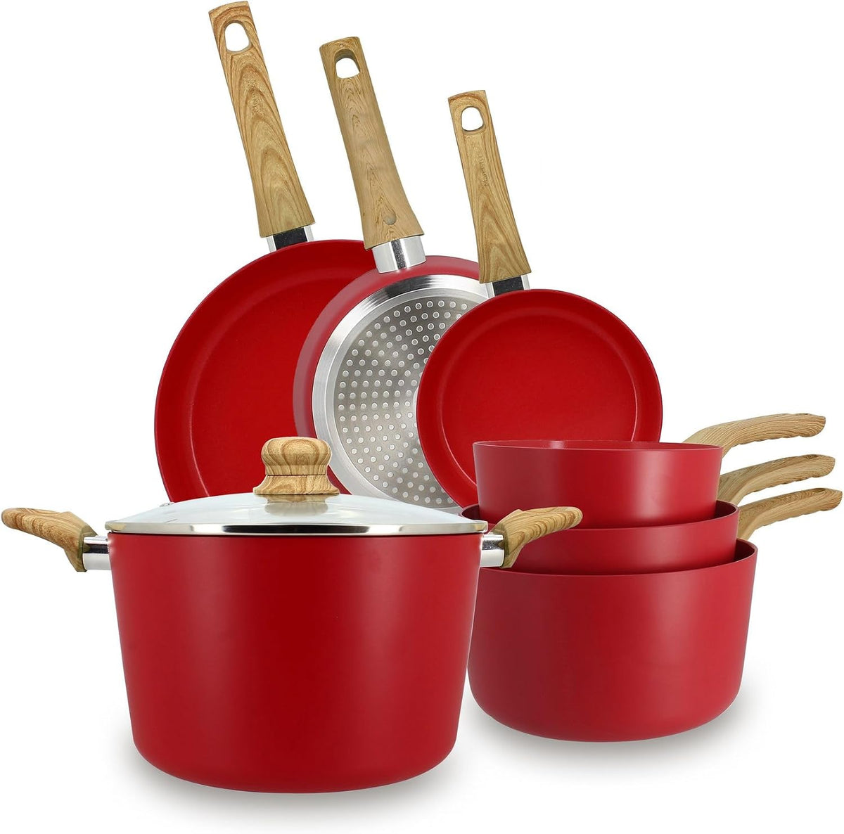 MENASTYL batterie de cuisine, Noir, 3 casseroles, 1 faitout - Gamme Colorama - Magenta - 6014171