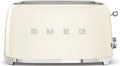 Smeg Grille-pains, 1500 W., 36 mm, crème., Grille-pain 4 Tranches TSF02CREU, 2 Fentes, 6 Niveaux de Brunissage
