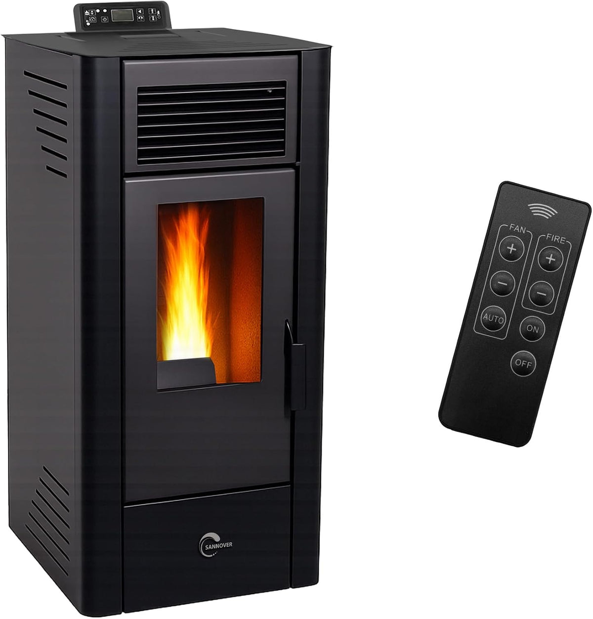 Sannover Thermique Chauffage aux granulés, 11,6 kW, Noir, Poêle à granulés étanche Anita Sannover