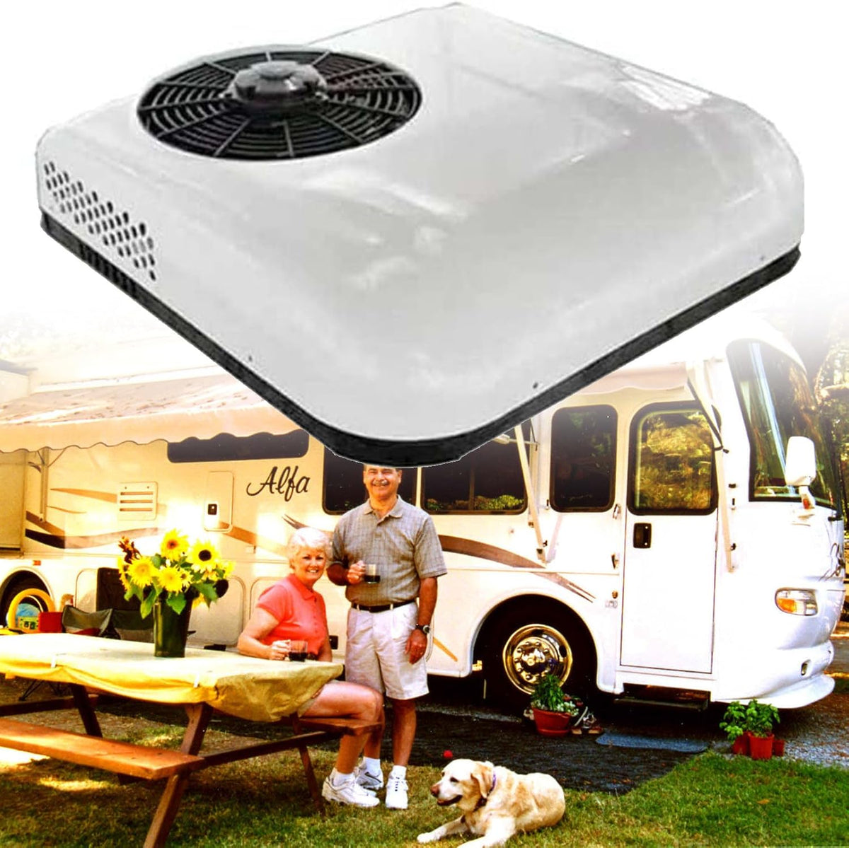 DPQYJPP Climatiseurs, 12 V/24 V., 12 V, 24 V, rouge, blanc, / DC RV Climatiseur 2 en 1 RV Climatiseur de Toit