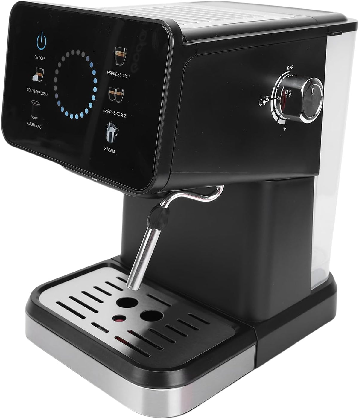 ZAWELIYO machine à café, 1050 W, 1,5 L, Noir, 20 avec Mousseur à Lait, écran Tactile de (Prise UE)