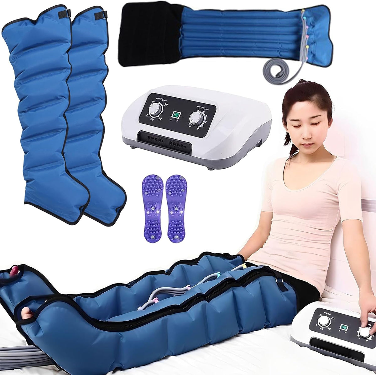 Miuxe appareil de massage, Noir, Bottes Pressothérapie Jambes et ventre et bras