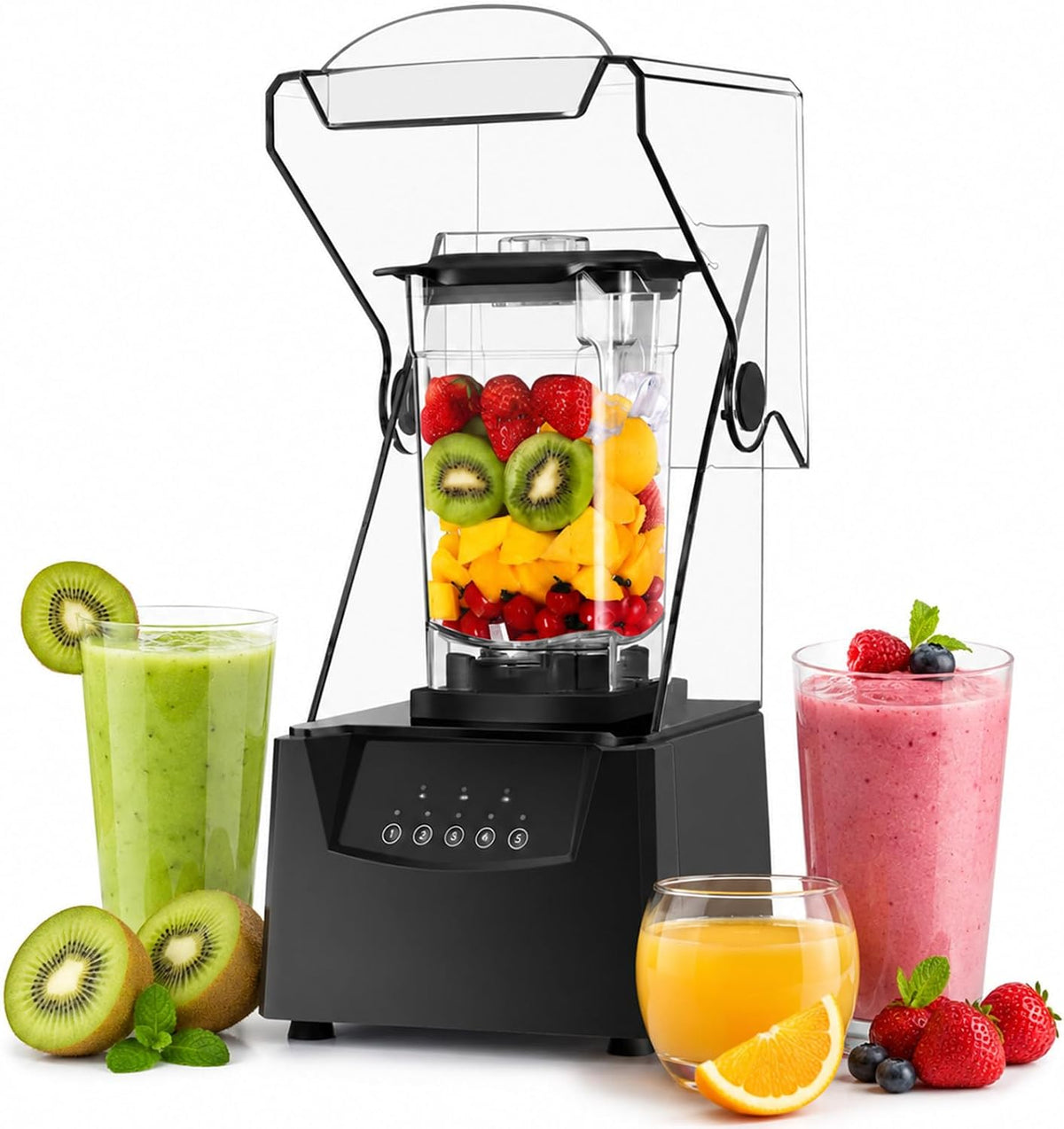 lilishangmao blender, 1,8 L, 200 W, 000 TR/Min, Noir, Smoothie Professionnel, Mixeur Alimentaire 2 avec Moteur 17