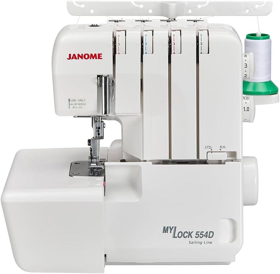 Janome surjeteuse, Noir, MyLock 554D 2/3/4 fils, 4/3/2 fils, pré-filetée avec 4 cônes, alimentation améliorée du tissu