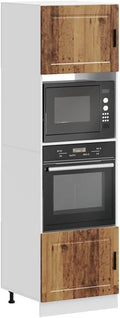 armoire SooIarix, 60 x 57 x 207 cm, bois, bois vieilli., Porto Lot de 2 s de cuisine autoportantes, aspect bois vieilli