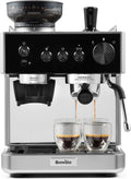 Breville machine à café, Noir/Argenté, Barista Classic Machine à espresso, Cafetière à grains avec moulin à café et mousseur à lait intégrés
