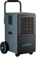 WilTec déshumidificateur, 89,5 x 48,5 x 46,7 cm, 50 litres, 130 m, 7 L, Blanc, de chantier sur roues, Réservoir