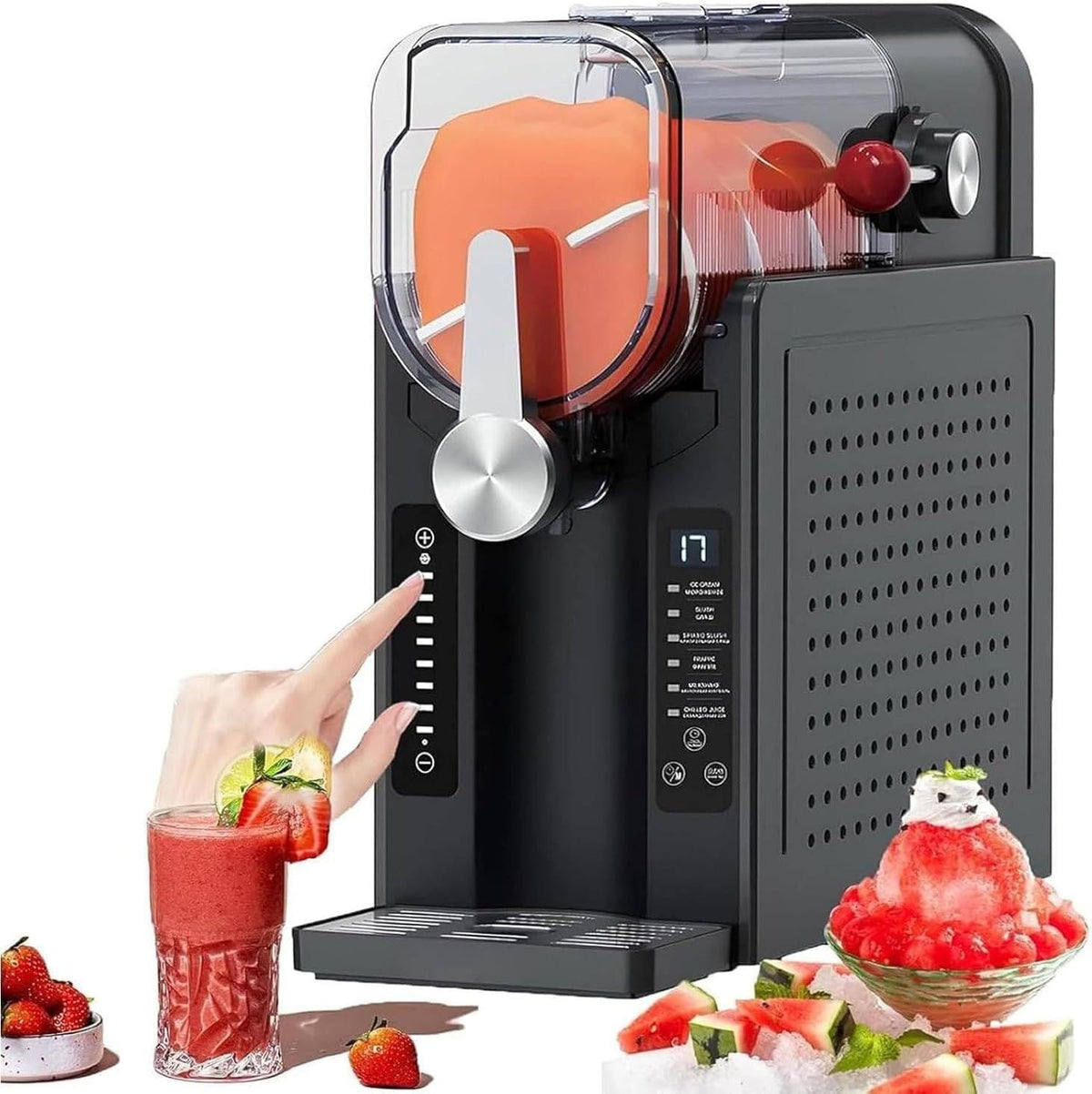 ZIXIAOS Machines à granité, 1,6 L/54 oz., 200 W., 1,6 L, acier inoxydable alimentaire., Noir, Machine à Granités Sans Glaçons