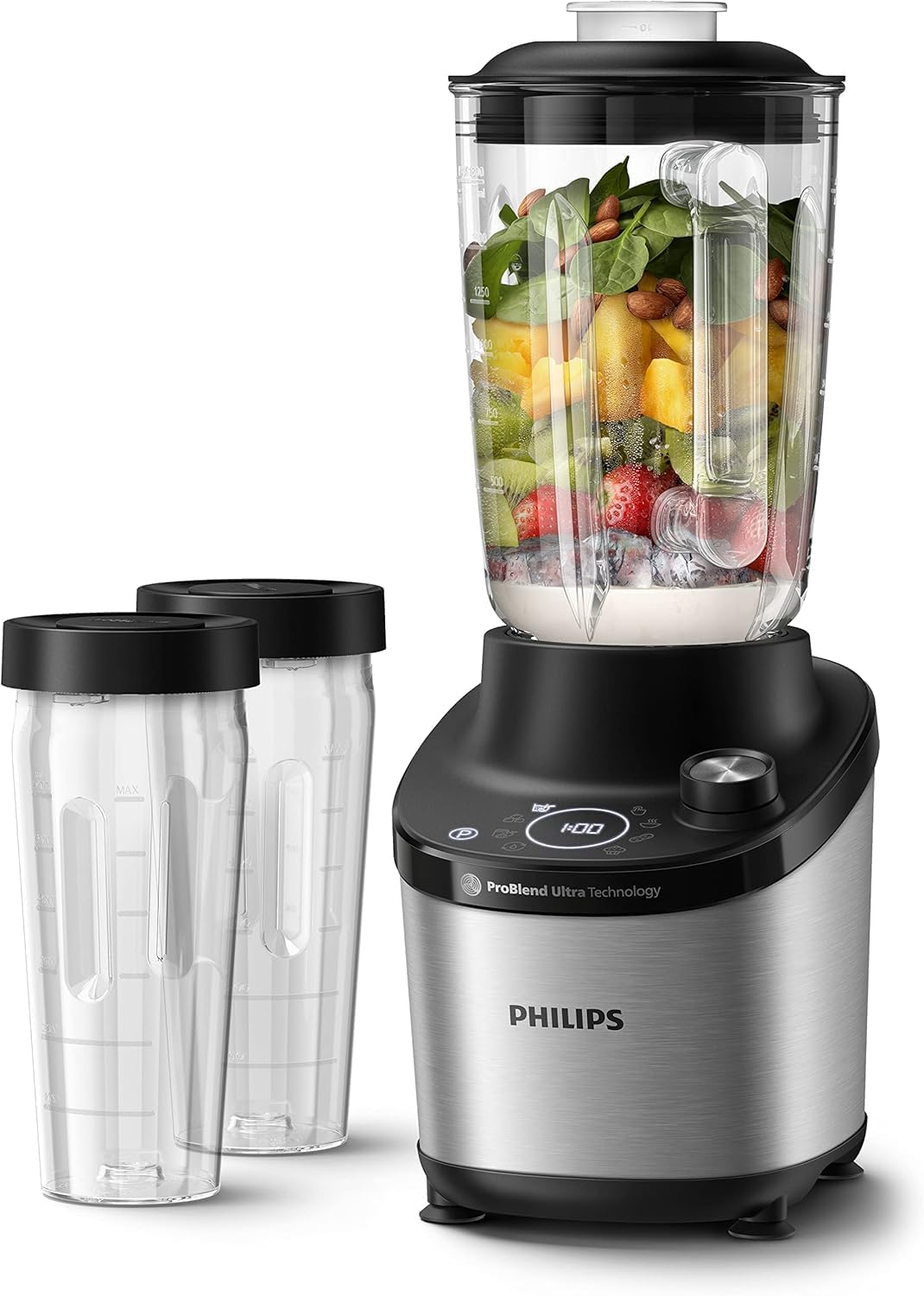 PHILIPS blender, 1500 W, 2 L, Noir, mixeur 7000 ProBlend Ultra, + 2 gourdes, 6 programmes, 2 gourdes Tritan