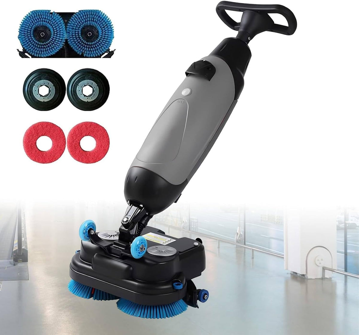 HYHDDM Balais vapeur, 240 tr/min, Gris, Cireuse de sol commerciale, mini-épuratrice de sol Ultra, conception portable sans fil