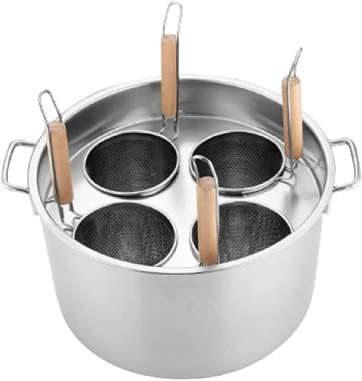DFGHNBVC batterie de cuisine, Argenté, Casseroles, Cuiseur À Pâtes 4 Trous, Ensemble De 4 Inserts, Multicuiseurs avec Séparateur Et Passoire