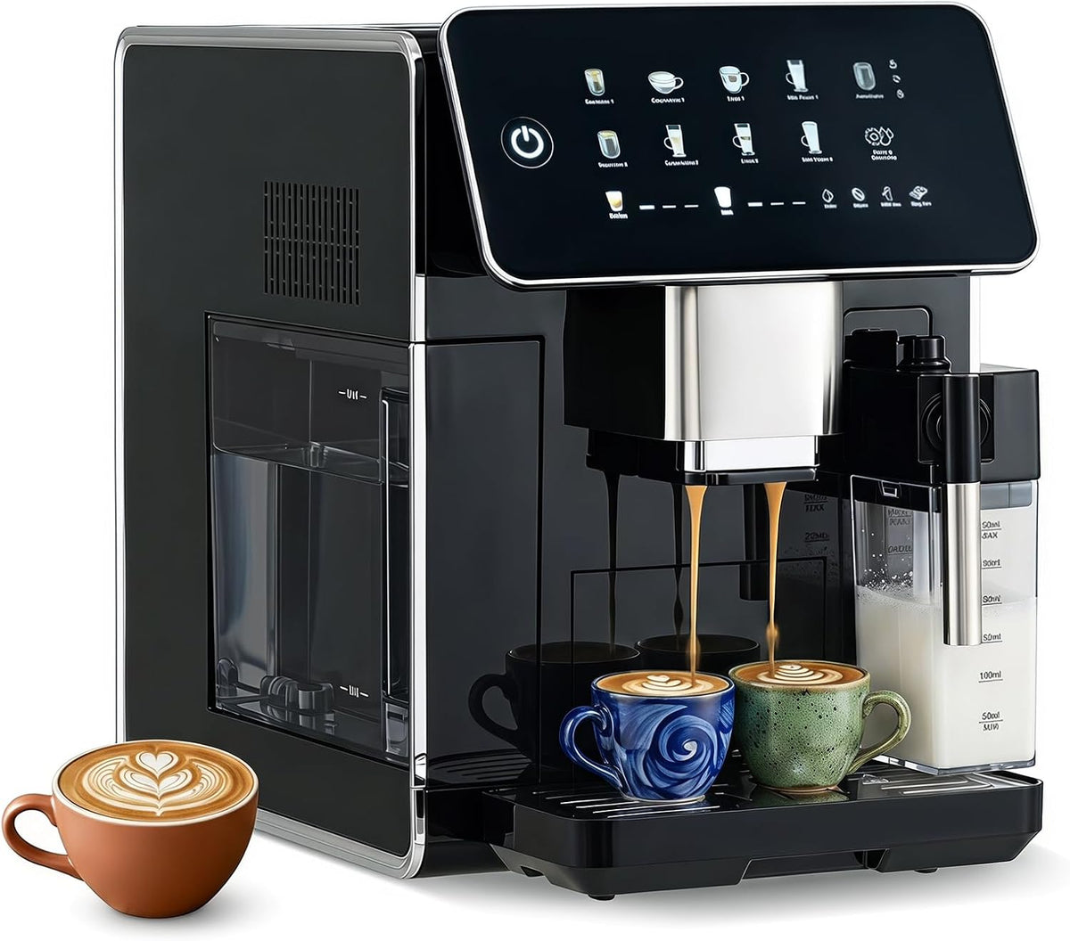 LIFEZEAL machine à café, 26,5 x 47 x 35,5 cm (L x l x H), 220-240 V / 50 Hz, 1,5 L, ABS, Noir, 15 Bars avec Moulin Ajustable à Grains