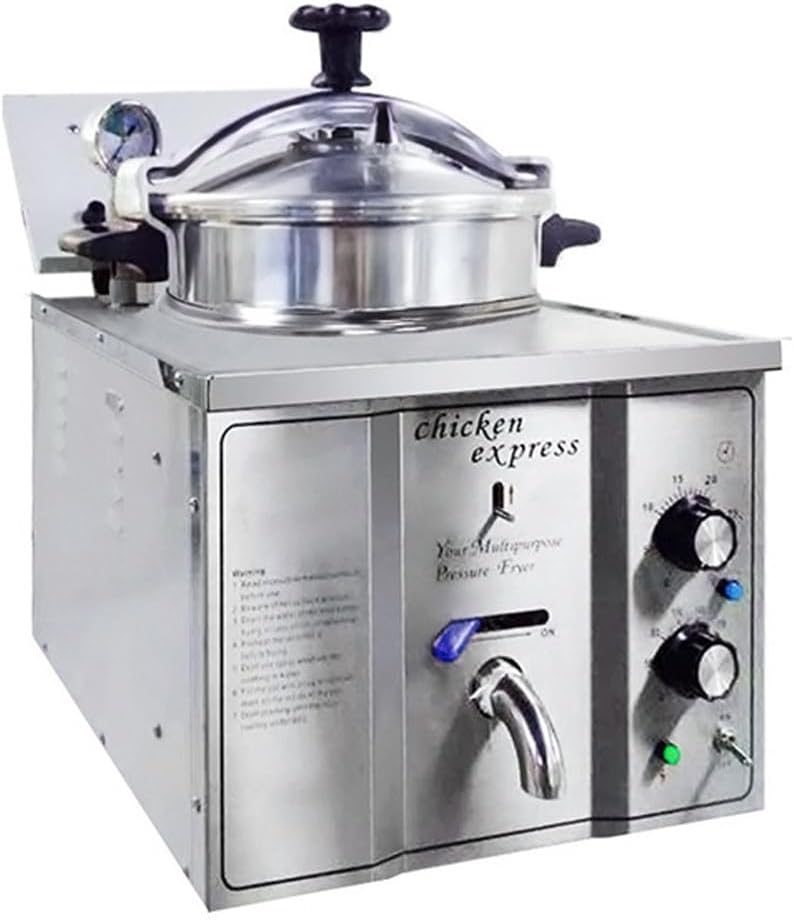 ShaiVrissian Friteuses, 16l, Argenté, Friteuse à Pression Commerciale, Autocuiseur électrique Professionnel