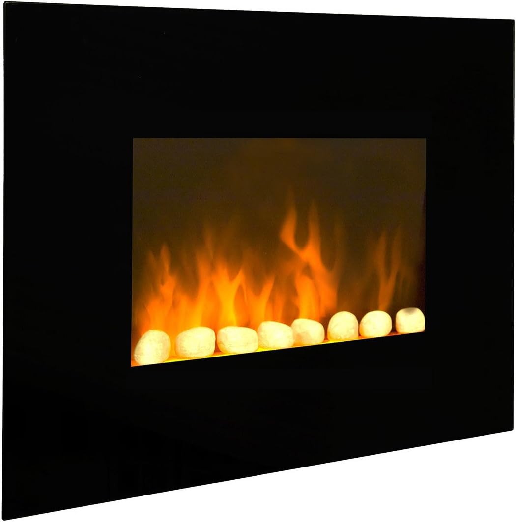Chemin'Arte cheminée électrique, Noir, LEDs Effet Flammes Murale Black Fire - Conçue en France - 2 Ans