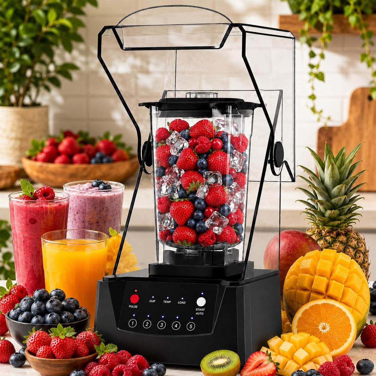 SHUMIAO blender, 2200 W, 000 TR/Min, Noir, Mixeur Commercial, Capot Acoustique, Mixez facilement, ce commercial