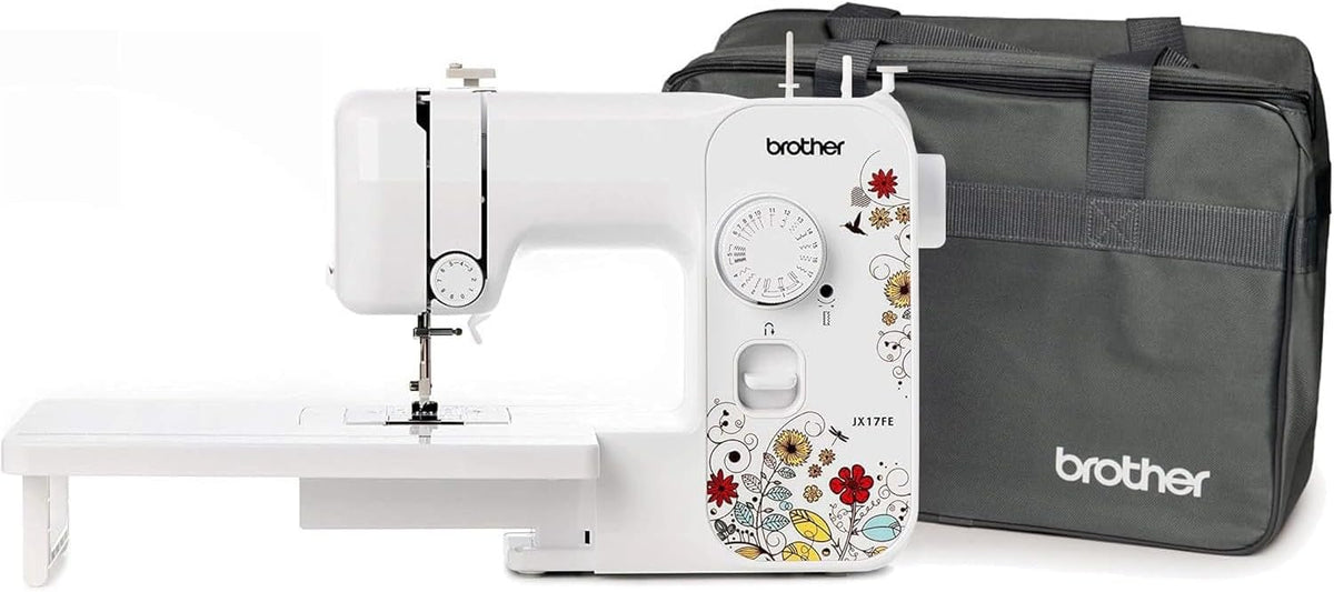 Brother machine à coudre, Gris, JX17FE (Fantasy Edition) avec Table D'extension et Sac Inclus, Débutants, 17 Points différents