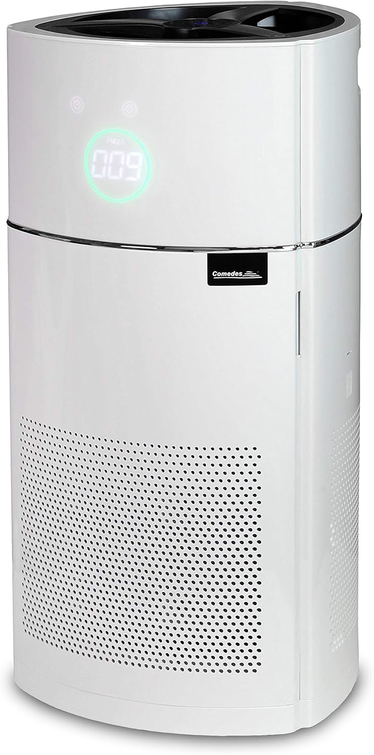 Comedes purificateur d'air, 60 m, Blanc, Lavaero 900, Filtre à 5 niveaux compris HEPA, filtre à charbon actif y ioniseur
