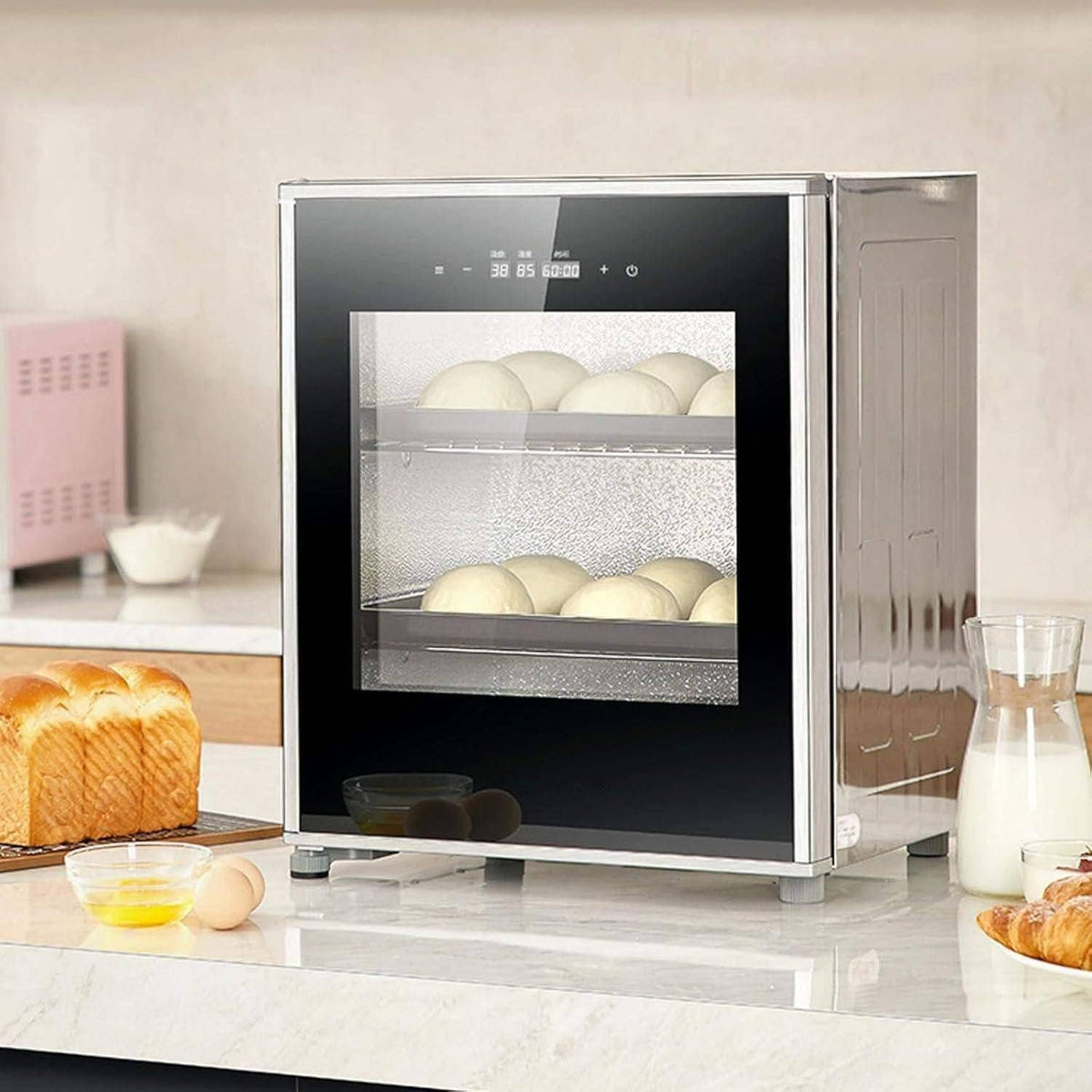 Qiang Boîtes à pain, 40l, Noir, Machine à Lever La Pâte électrique, Chambre De Pousse Boulangerie, Température Réglable 20 à 50°c