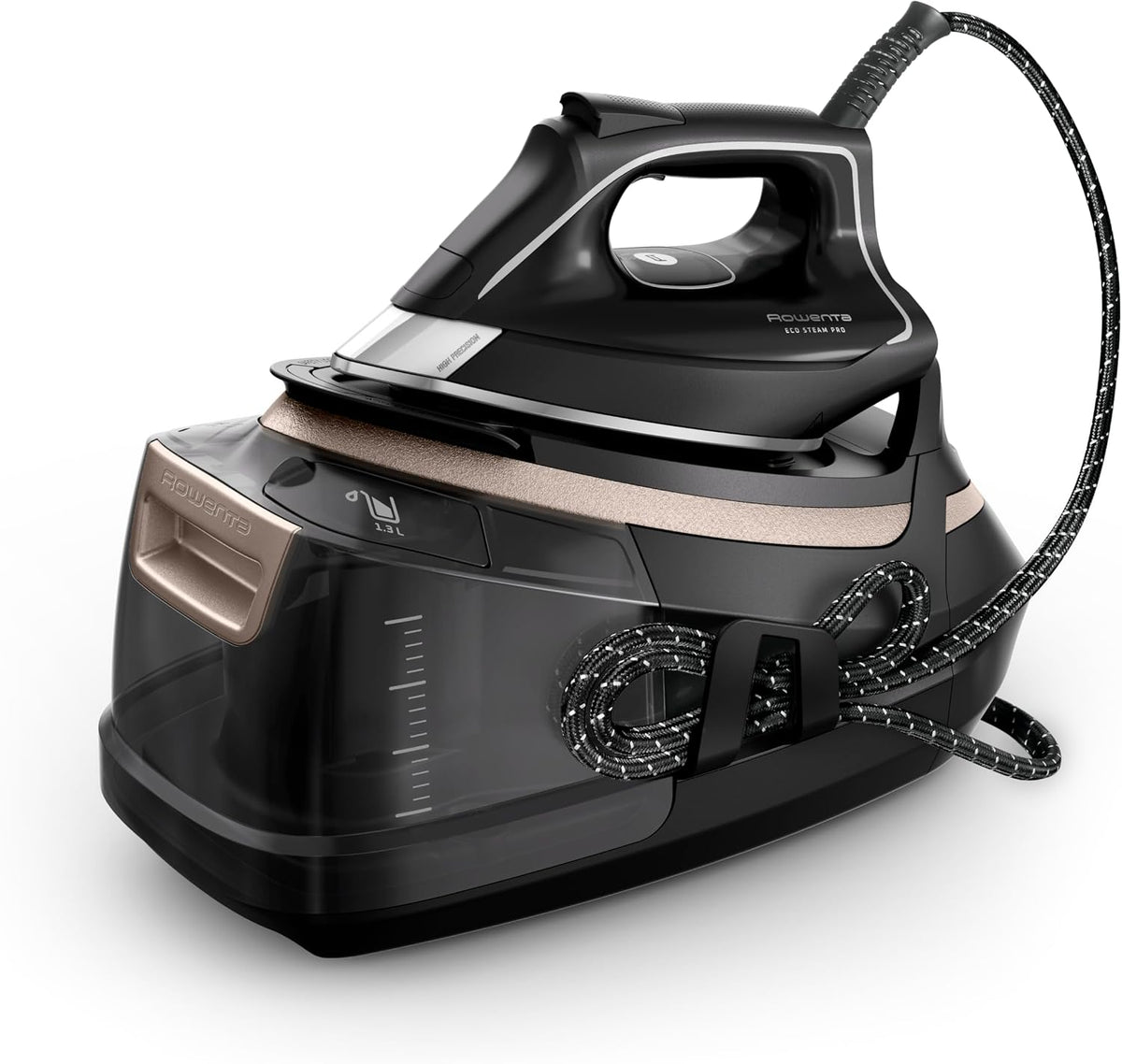 Rowenta centrale vapeur, 1,3 L, 1,3 L, Noir/Beige, Eco Steam Pro - Grande puissance de vapeur, mode Eco efficace