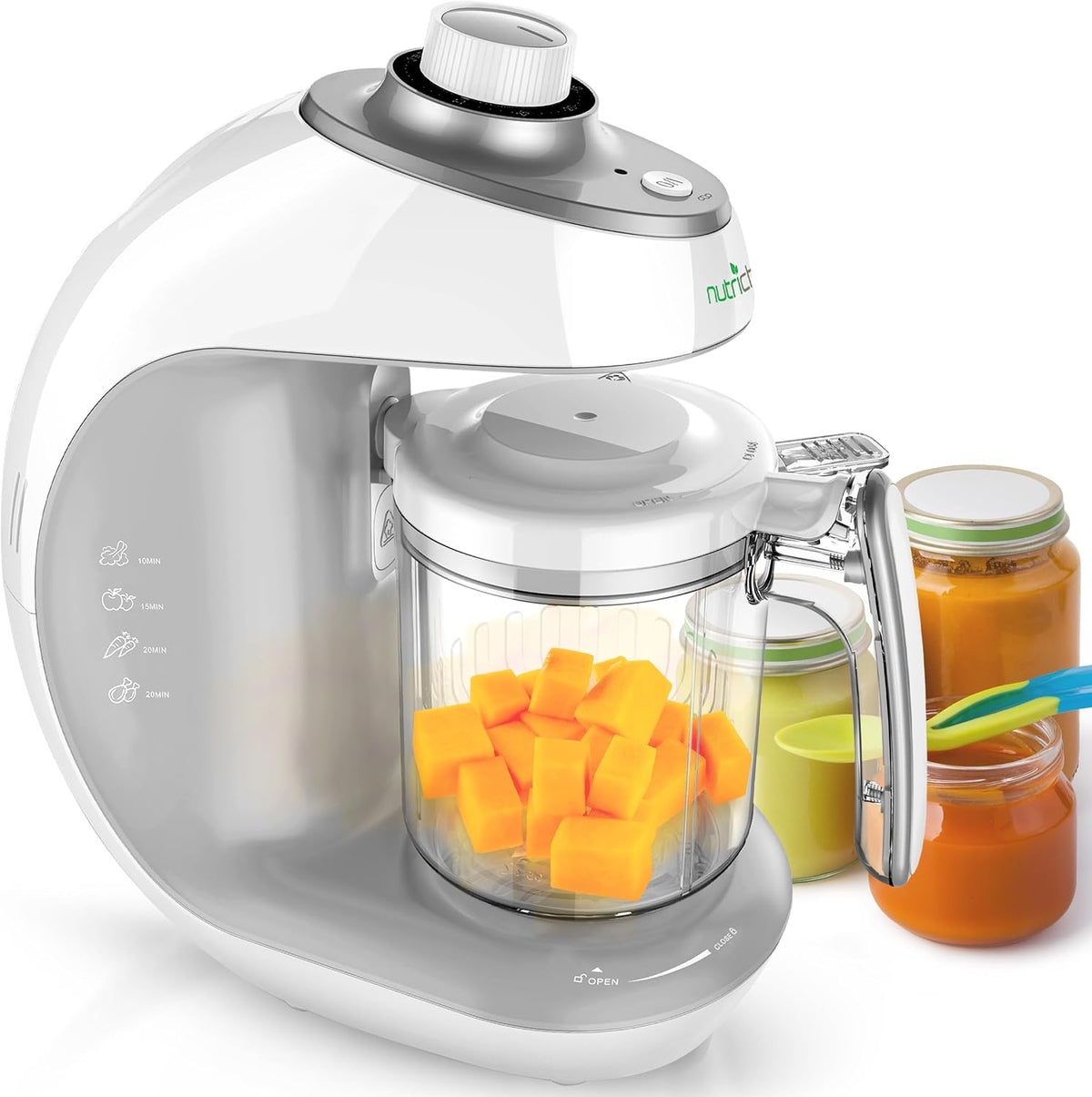 NutriChef blender, Noir, Machine numérique pour bébé, Cuiseur vapeur 2 en 1 et mixeur à purée avec minuteur à vapeur