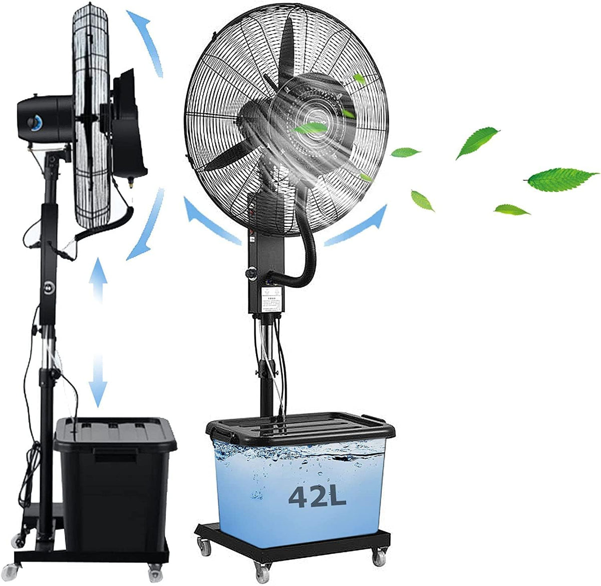 YDkjwjw Ventilateurs de brume, 42 L, Blanc, Ventilateur brumisateur oscillant à 90°, ventilateur industriel haute vitesse avec réservoir pour serres