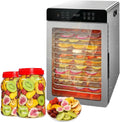 GHKWXUE déshydrateur alimentaire, 800 W, Argenté, en acier inoxydable, 12 plateaux, minuterie numérique, plage de température de 86℉-194℉