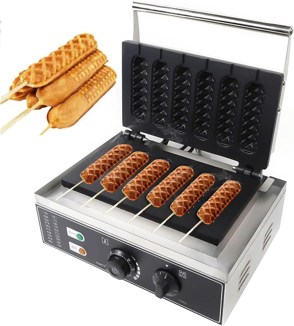 GEHPYYDS Machines à gaufres et croques, 1550 W, 110-240 V/50-60 Hz., 1550 W, Noir, Machine à Hot-Dog électrique Commerciale