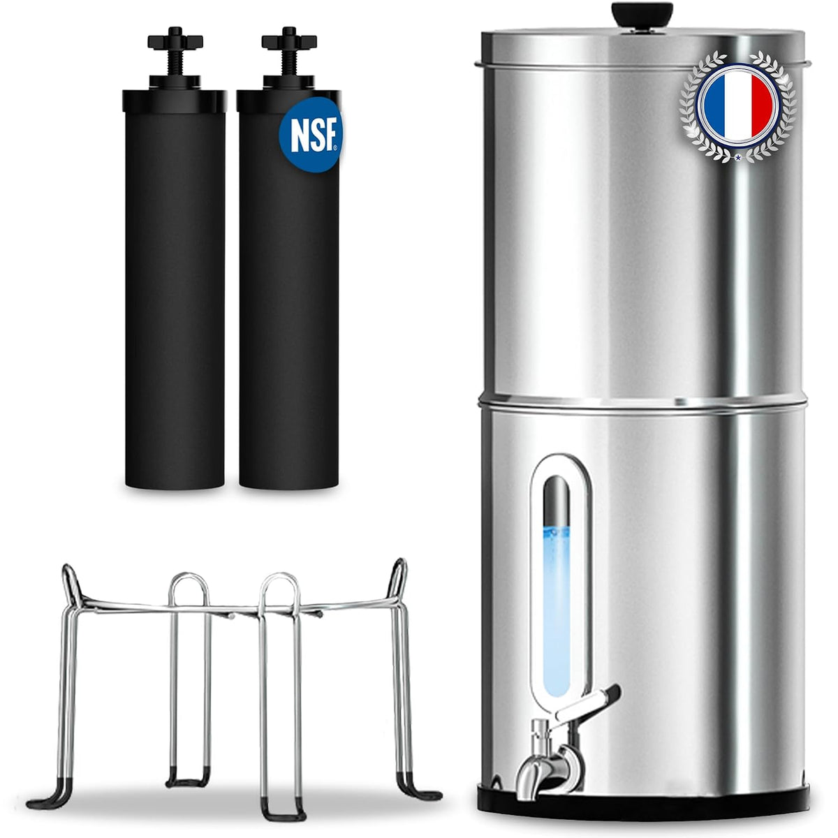 orinko filtres et cartouches, 8,5 L, Blanc, Filtre à Eau par Gravité, Purificateur d'Eau avec Charbon Actif