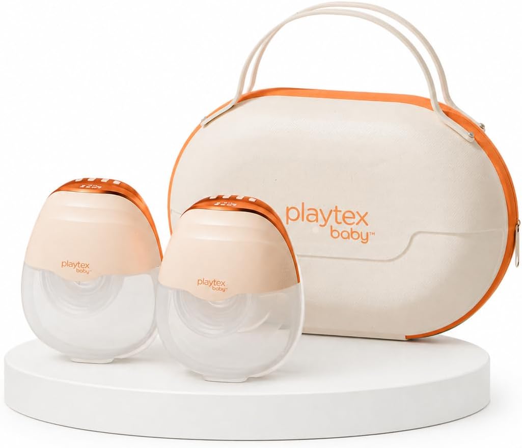 Playtex Baby Tire-laits, Gris, H15 Tire-lait double portable ultra fin, kit mains libres avec 5 tailles de bride