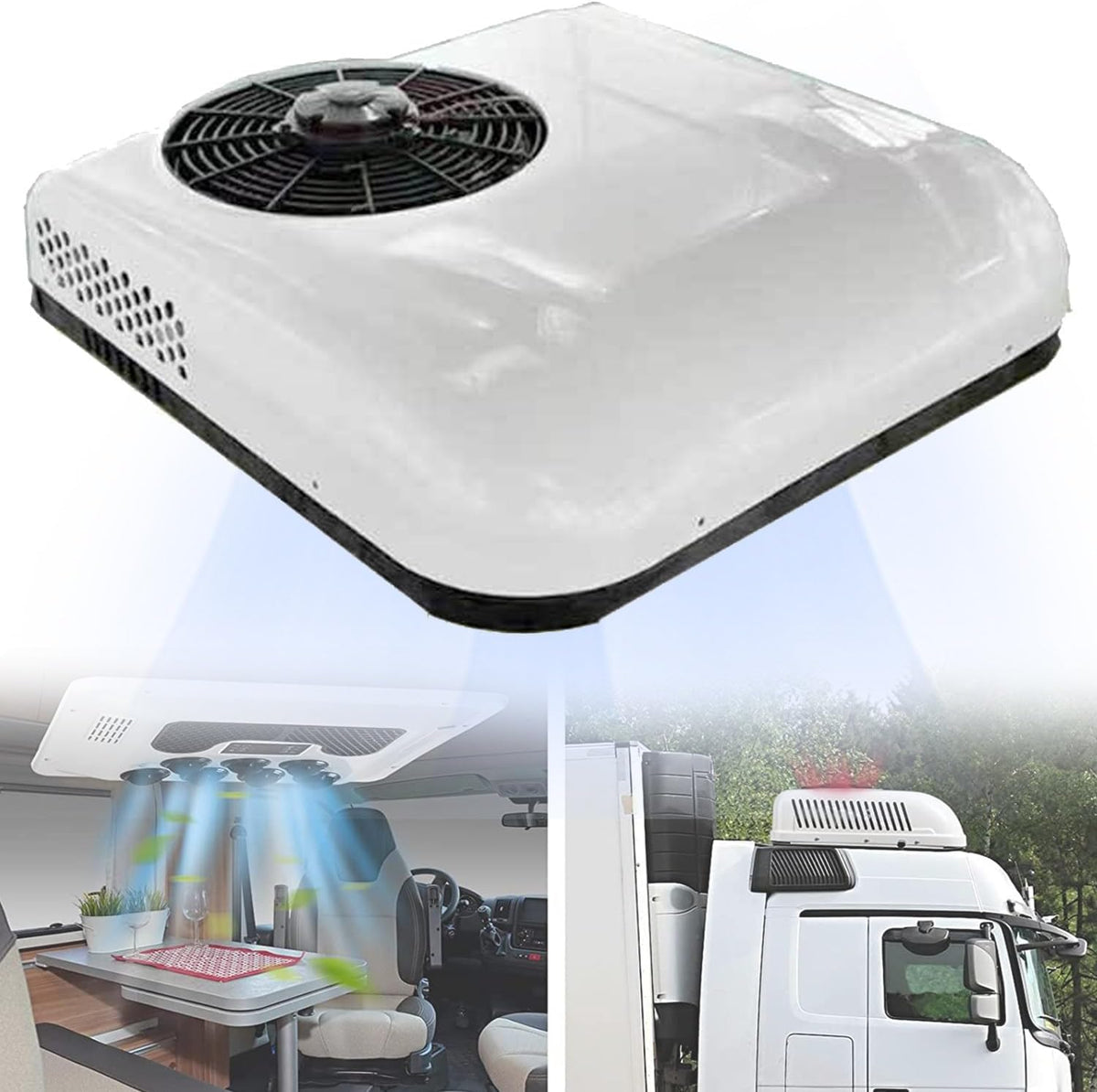 Qiang Climatiseurs, 12 V/24 V, 12 V, 24 V, rouge/blanc, / DC RV Climatiseur De Toit Silencieux Stationnement Climatisation