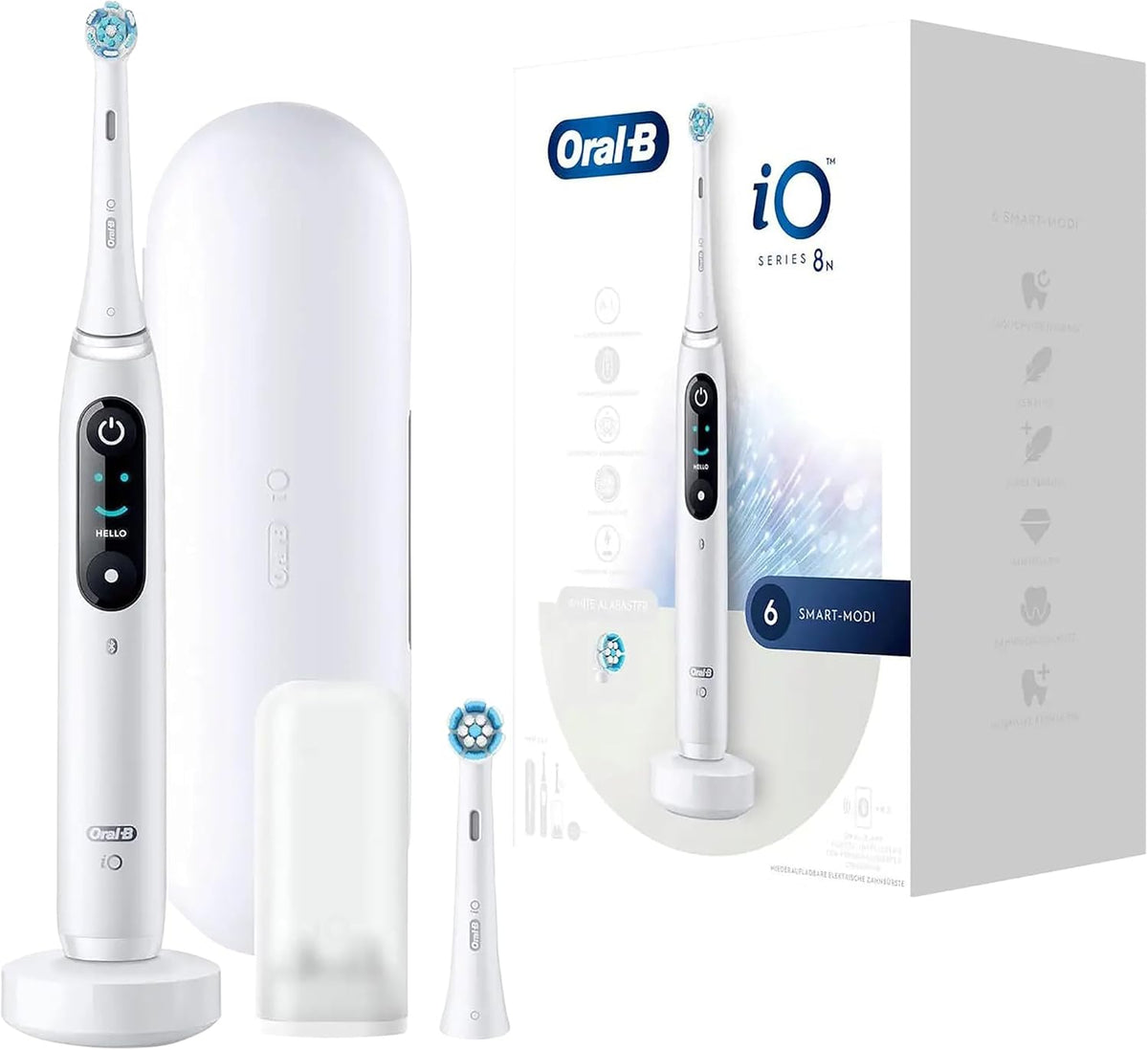 Oral-B Rotatives, Marron/Blanc, IO 8 Brosse à Dents électrique avec Technologie aimantée et 2 brosses, 6 Modes de brossage pour Soins dentaires