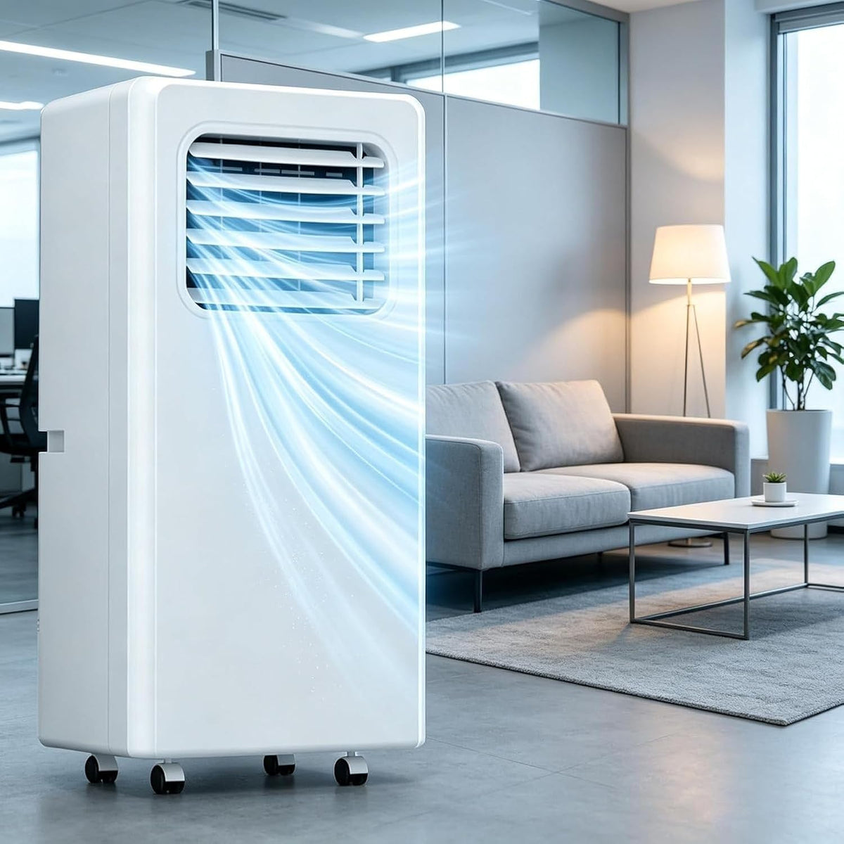 climatiseur portable HUANQIN, 12000 BTU, Blanc, Climatiseur Mobile Refroidissement Rapide, Silencieux