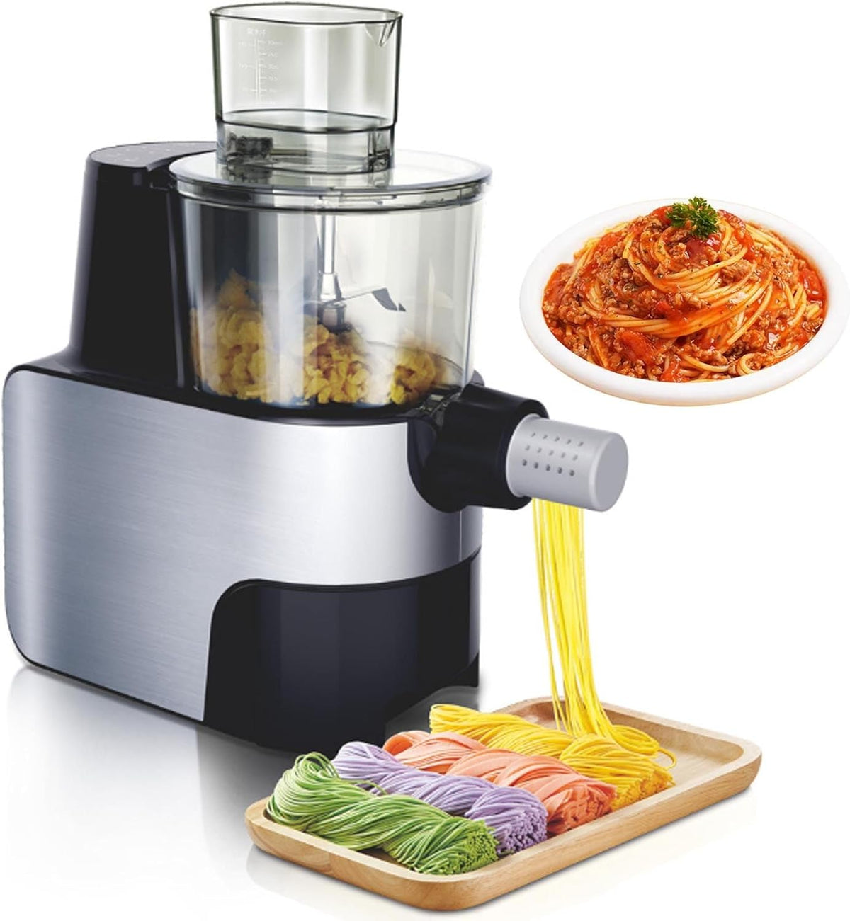 Soflightmok machine à pâtes, 1,5 L, 450 W, 450 W, acier inoxydable 304 + ABS de qualité alimentaire, Noir, Automatique