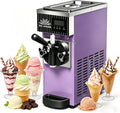 VUNHEX sorbetière, 110 V / 220 V, 450w, 2,5l, Acier inoxydable, Argenté/Violet, 80-100 Portions/H, Usage Domestique
