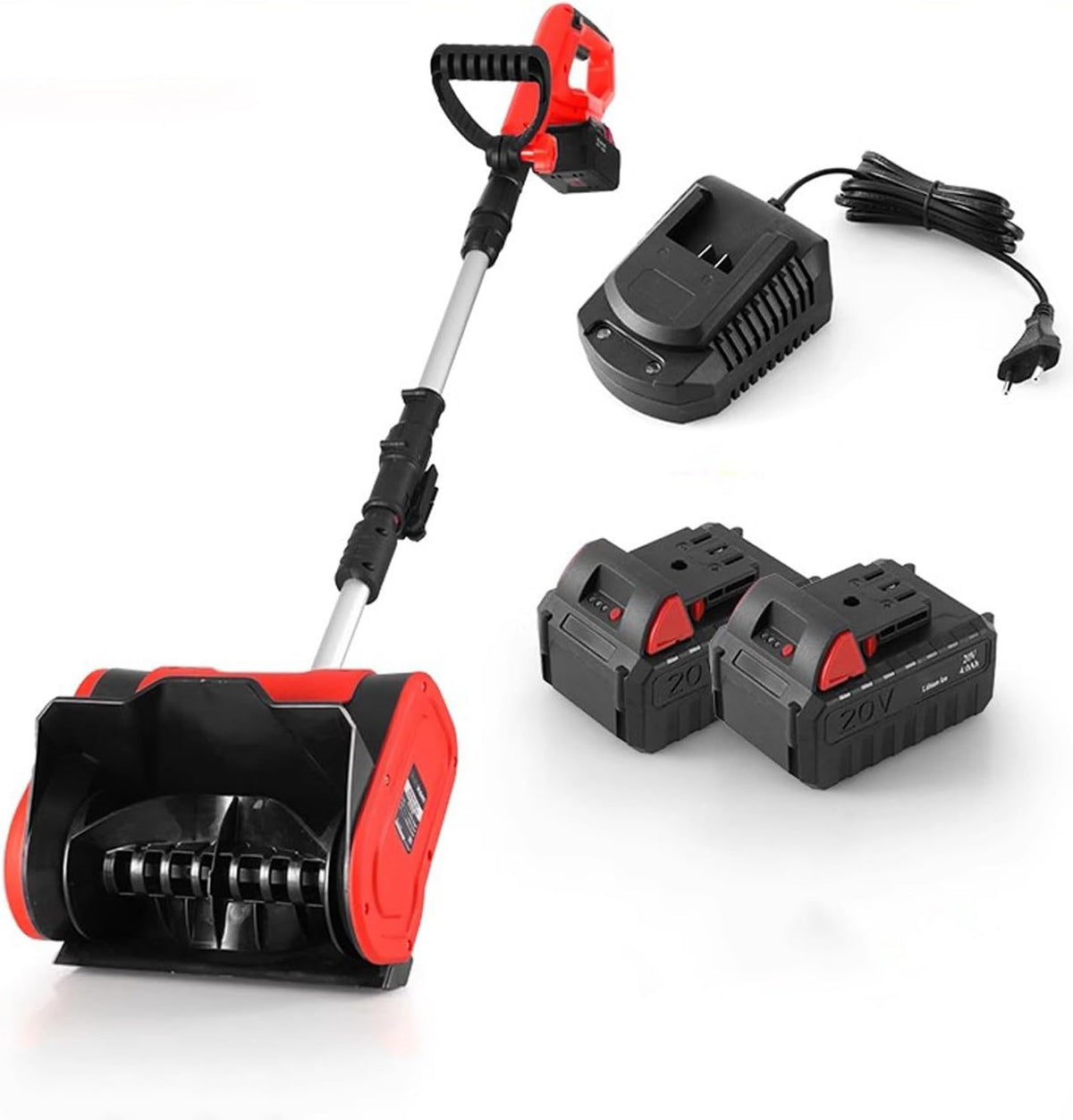 KXJPIZIYB fraise à neige, 20 V, nylon, ABS., Noir, Électrique, Chasse Neige à Poussée Manuelle, Batterie et Chargeur