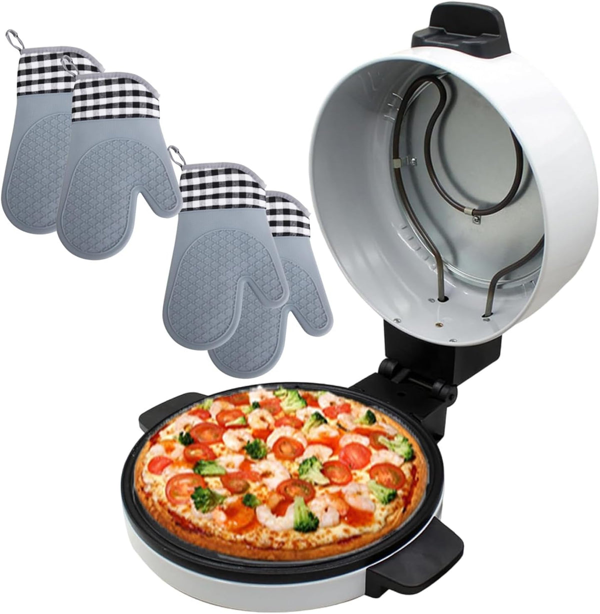 forplubossmmp four à pizza, 30 cm, acier inoxydable, Rouge, Électrique, Mini-Cuiseur À Pizza Antiadhésif avec Grande Plaque Ronde De 11