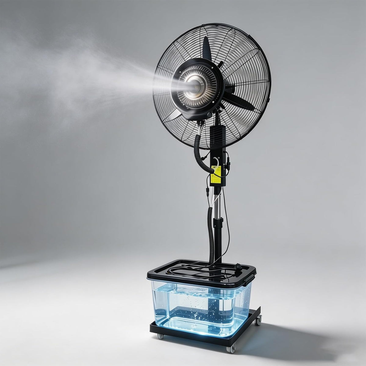 AnYaBinni Ventilateurs sur pied, 40 L, Blanc, Grand Ventilateur Brumisateur Industriel Réservoir, Oscillant 120° à Hauteur Réglable