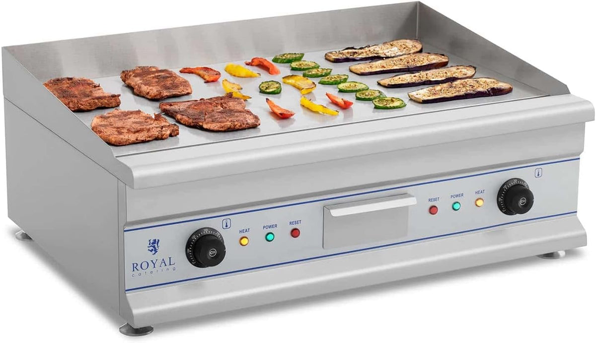 Royal Catering grill électrique, 75 x 40 cm, 2 x 3, 200 W, Noir, Plancha Double RCG 75 (Plaque, Surface de Cuisson Lisse