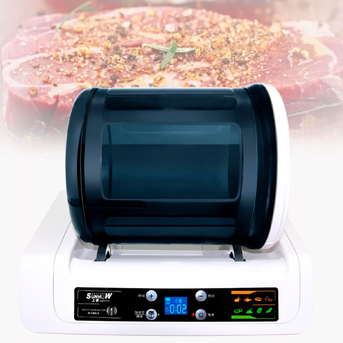 XUXIAO Appareils de mise sous vide, 33 x 24 x 25 cm, 5 L, AS transparent et écologique, Noir, Marinage pour viandes et légumes