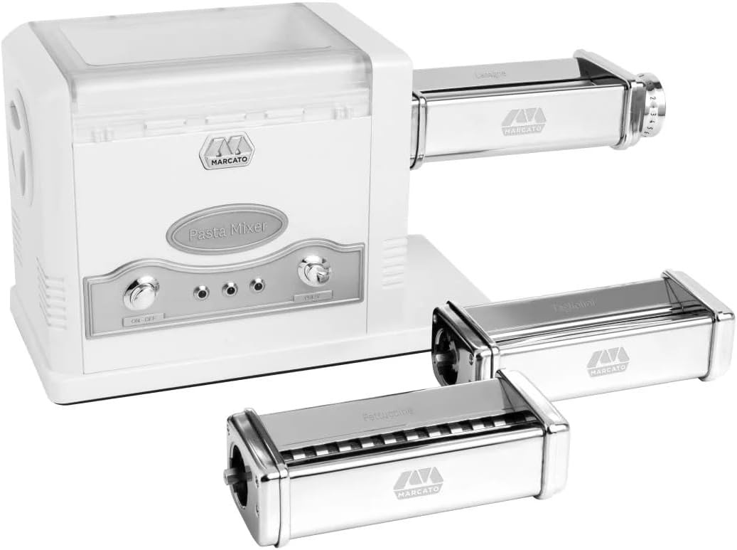 MARCATO Machines à pâtes, Noir, N7991 Pétrin Electrique + 3 Accessoires à Pâtes