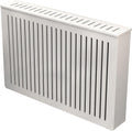 bureau Cache, panneau en plastique et bois PVC., blanc., -radiateur, Plinthe décorative avec espace supplémentaire pour meubles de salon
